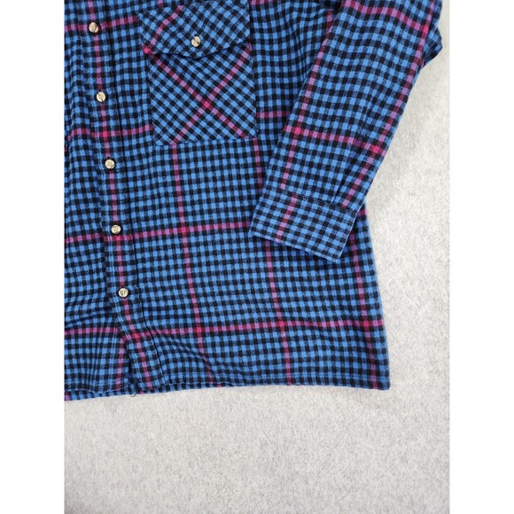 Vintage Backpacker‎ Shirt Mens XL Black Blue Plaid Flannel 90s Grunge Skater - Picture 2 of 15